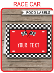 Printable Race Car Food Labels | Food Buffet Tags | Place Cards | Birthday Party Theme | Editable DIY Template | $3.00 INSTANT DOWNLOAD via SIMONEmadeit.com