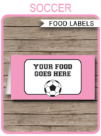 Soccer Party Food Labels template – pink