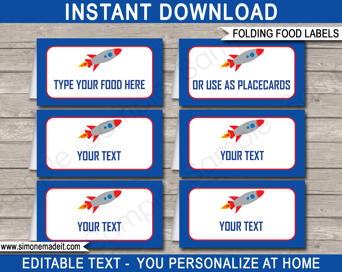 Space Party Food Labels | Food Buffet Tags | Place Cards | Birthday Party | Editable DIY Template | $3.00 INSTANT DOWNLOAD via SIMONEmadeit.com