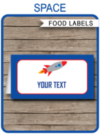 Space Party Food Labels template