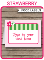 Printable Strawberry Shortcake Party Food Labels | Food Buffet Tags | Place Cards | Birthday Party | Editable DIY Template | $3.00 INSTANT DOWNLOAD via SIMONEmadeit.com