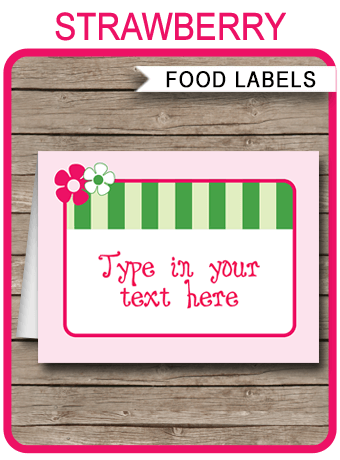Strawberry Shortcake Party Food Labels Template | Printable Decorations