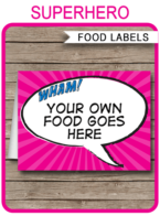 Supergirl Party Food Labels template – pink