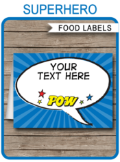 Superhero Party Food Labels | Food Buffet Tags | Place Cards | Birthday Party | Editable DIY Template | $3.00 INSTANT DOWNLOAD via SIMONEmadeit.com