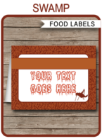 Swamp Party Food Labels template