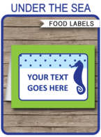 Under the Sea Theme Food Labels template
