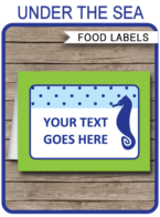 Under the Sea Theme Food Labels template