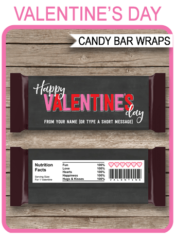 Valentine's Day Candy Bar Wrappers | Hershey 1.55oz Milk Chocolate Labels | Personalized Candy Bars | Editable Template | INSTANT DOWNLOAD $3.00 via simonemadeit.com