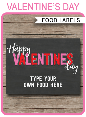 Valentine's Day Food Labels  Placecards  Party Decorations