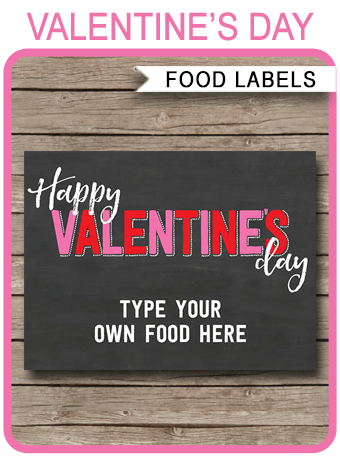 Valentine's Day Food Labels Placecards Party Decorations Valentine's Day Food Labels Placecards Party Decorations