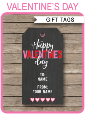 Valentines Day Printable Gift Tags Template | DIY Editable Text | Happy Valentine's Day | INSTANT DOWNLOAD $3.00 via simonemadeit.com