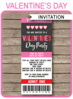 Valentine's Day Ticket Invitations Template - Valentine's Day Party - Chalkboard Invite - Editable & Printable - INSTANT DOWNLOAD via simonemadeit.com
