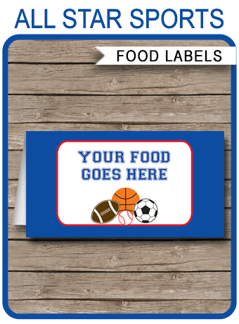 all star sports party food labels place cards all star graduation place cards