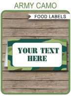 Army Camo Food Labels template – green