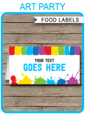 Printable Art Party Food Labels | Food Buffet Tags | Tent Cards | Place Cards | Paint or Art Theme Birthday Party Decorations | DIY Editable Template | Instant Download via simonemadeit.com