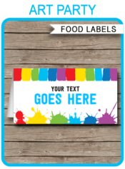 Printable Art Party Food Labels | Food Buffet Tags | Tent Cards | Place Cards | Paint or Art Theme Birthday Party Decorations | DIY Editable Template | Instant Download via simonemadeit.com