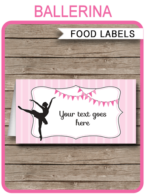 Printable Ballerina Party Food Labels | Food Buffet Tags | Tent Cards | Place Cards | Ballet Theme Birthday Party Decorations | DIY Editable Template | Instant Download via simonemadeit.com