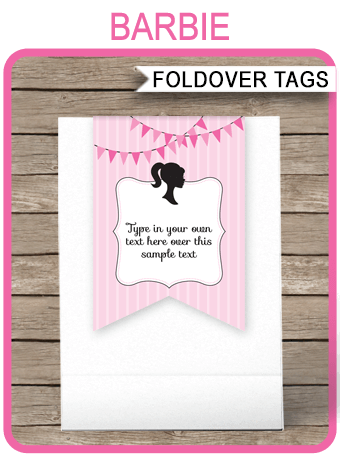 Barbie Favor Tag Toppers Barbie Theme Thank You Tags