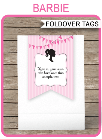 Barbie Party Favor Tags template