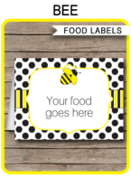 Bee Party Food Labels template