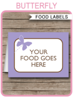 Printable Butterfly Party Food Labels | Food Buffet Tags | Tent Cards | Place Cards | Butterfly Theme Birthday Party Decorations | DIY Editable Template | Instant Download via simonemadeit.com