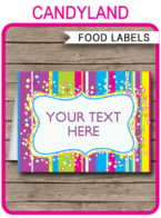 Colorful Party Food Labels template – pink