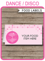 Disco Party Food Labels template – pink