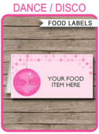 Printable Disco Party Food Labels | Food Buffet Tags | Tent Cards | Place Cards | Disco Theme Birthday Party Decorations | DIY Editable Template | Instant Download via simonemadeit.com