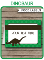 Printable Dinosaur Theme Food Labels | Food Buffet Tags | Tent Cards | Place Cards | Dinosaur Birthday Party Decorations | DIY Editable Template | Instant Download via simonemadeit.com