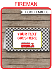 Printable Fireman Party Food Labels | Firetruck | Food Buffet Tags | Tent Cards | Place Cards | Fireman Theme Birthday Party Decorations | DIY Editable Template | Instant Download via simonemadeit.com