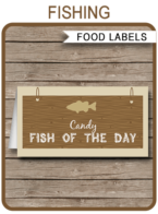 Printable Fishing Party Food Labels | Food Buffet Tags | Tent Cards | Place Cards | Fishing Theme Birthday Party Decorations | DIY Editable Template | Instant Download via simonemadeit.com