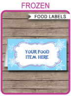 Frozen Party Food Labels template