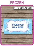 Printable Frozen Party Food Labels | Food Buffet Tags | Tent Cards | Place Cards | Winter Theme Birthday Party Decorations | DIY Editable Template | Instant Download via simonemadeit.com