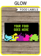 Neon Glow Party Food Labels template