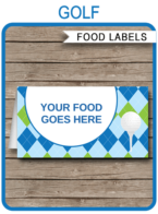 Golf Party Food Labels template – blue & green