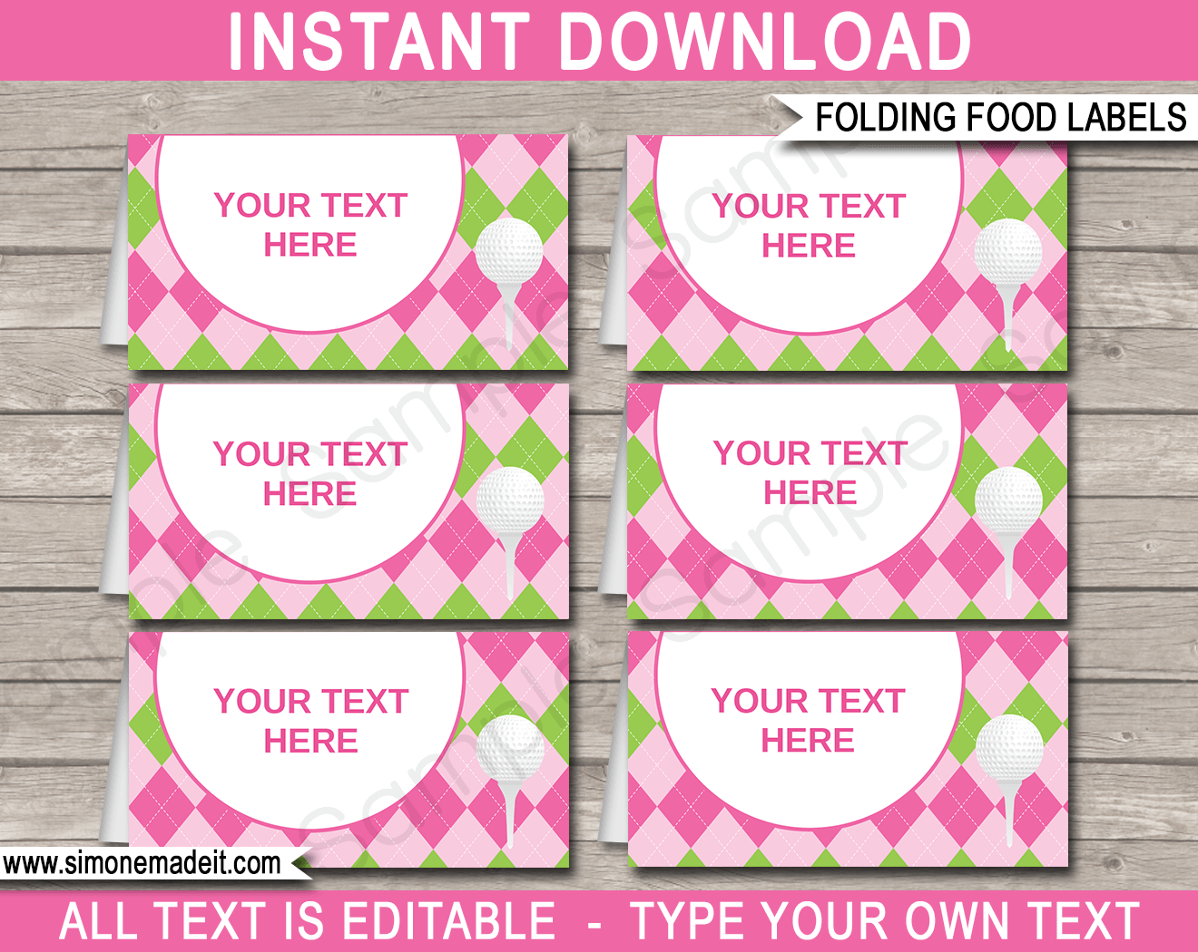 Printable Golf Theme Food Labels | Food Buffet Tags | Tent Cards | Place Cards | Golf Birthday Party Decorations | DIY Editable Template | Instant Download via simonemadeit.com