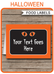 Printable Halloween Food Labels | Food Buffet Tags | Tent Cards | Place Cards | Halloween Theme Party Decorations | DIY Editable Template | Instant Download via simonemadeit.com