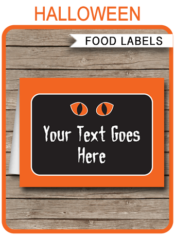 Printable Halloween Food Labels | Food Buffet Tags | Tent Cards | Place Cards | Halloween Theme Party Decorations | DIY Editable Template | Instant Download via simonemadeit.com