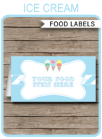 Printable Ice Cream Party Food Labels | Food Buffet Tags | Tent Cards | Place Cards | Ice Cream Theme Birthday Party Decorations | DIY Editable Template | Instant Download via simonemadeit.com
