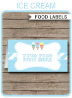 Ice Cream Party Food Labels template