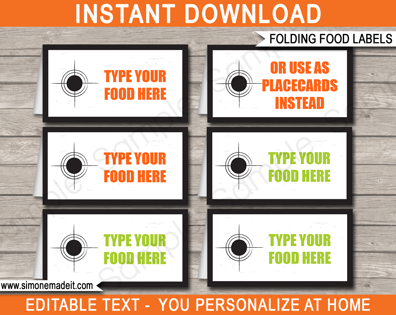 Printable Laser Tag Theme Food Labels | Food Buffet Tags | Tent Cards | Place Cards | Laser Tag Birthday Party Decorations | DIY Editable Template | Instant Download via simonemadeit.com