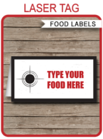 Printable Laser Tag Party Food Labels | Food Buffet Tags | Tent Cards | Place Cards | Laser Tag Theme Birthday Party Decorations | DIY Editable Template | Instant Download via simonemadeit.com