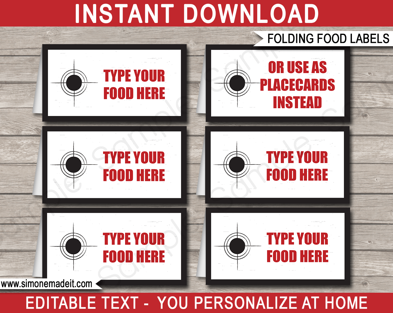 Printable Laser Tag Party Food Labels | Food Buffet Tags | Tent Cards | Place Cards | Laser Tag Theme Birthday Party Decorations | DIY Editable Template | Instant Download via simonemadeit.com