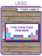 Lego Friends Food Labels template