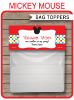 Mickey Mouse Party Favor Bag Toppers template