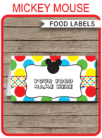 Mickey Mouse Party Food Labels | Food Buffet Tags | Place Cards | Mickey Mouse Clubhouse Theme Birthday Party | Editable DIY Template | Instant Download via SIMONEmadeit.com