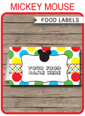Mickey Mouse Party Food Labels | Food Buffet Tags | Place Cards | Mickey Mouse Clubhouse Theme Birthday Party | Editable DIY Template | Instant Download via SIMONEmadeit.com