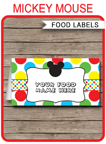 mickey mouse party food labels place cards mickey mouse theme