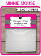 Editable Minnie Mouse Party Favor Bag Toppers | Minnie Mouse Theme Birthday Party | Printable DIY Template | INSTANT DOWNLOAD via SIMONEmadeit.com