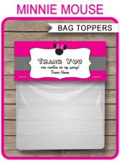 Editable Minnie Mouse Party Favor Bag Toppers | Minnie Mouse Theme Birthday Party | Printable DIY Template | INSTANT DOWNLOAD via SIMONEmadeit.com